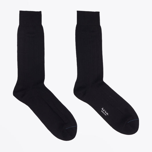 - Plain Ribbed Socks - Black