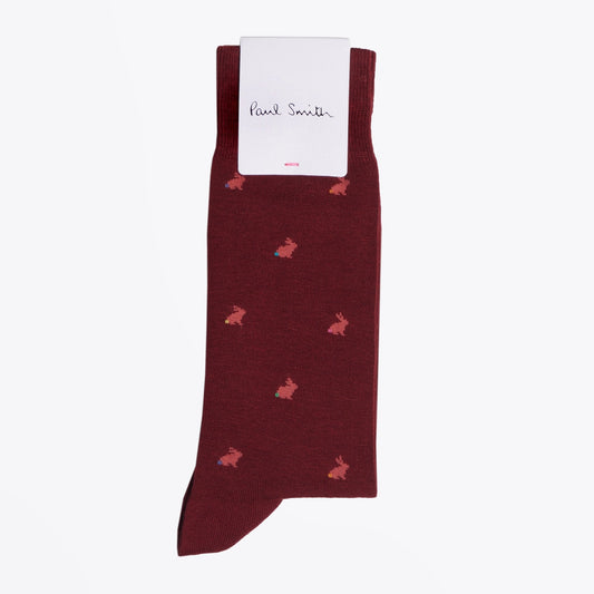 - Rabbit Motif Socks - Burgundy