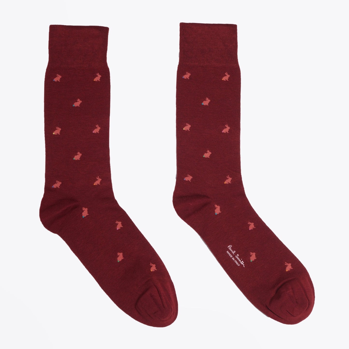 - Rabbit Motif Socks - Burgundy