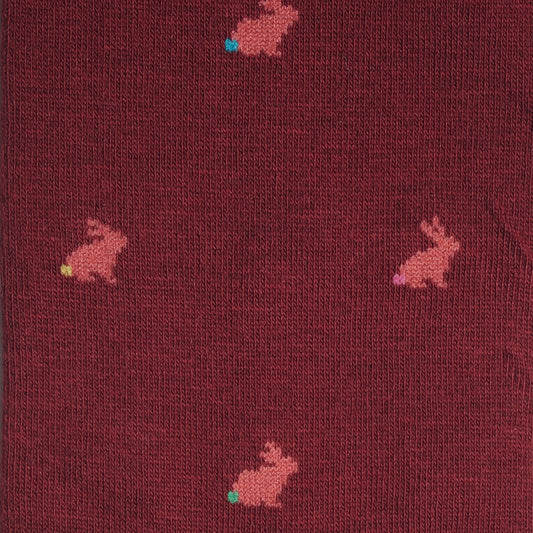 - Rabbit Motif Socks - Burgundy