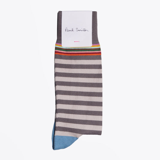 - Stripe Socks - Grey/White