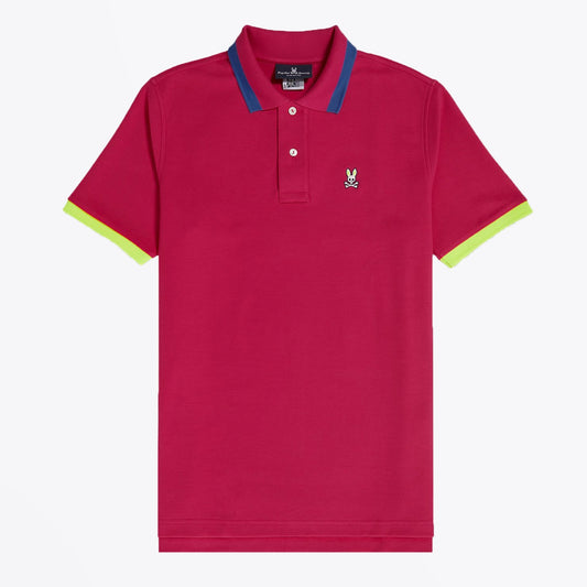 - Contrast Trim Polo Shirt - Pink