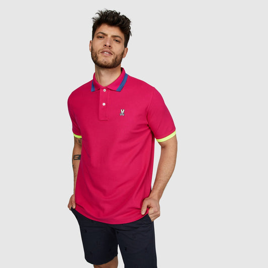 - Contrast Trim Polo Shirt - Pink