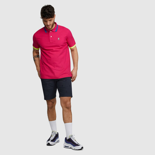 - Contrast Trim Polo Shirt - Pink