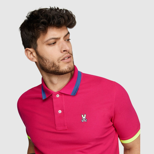 - Contrast Trim Polo Shirt - Pink