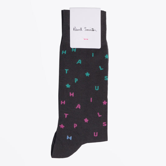 - Quiz Letters Socks - Charcoal Grey