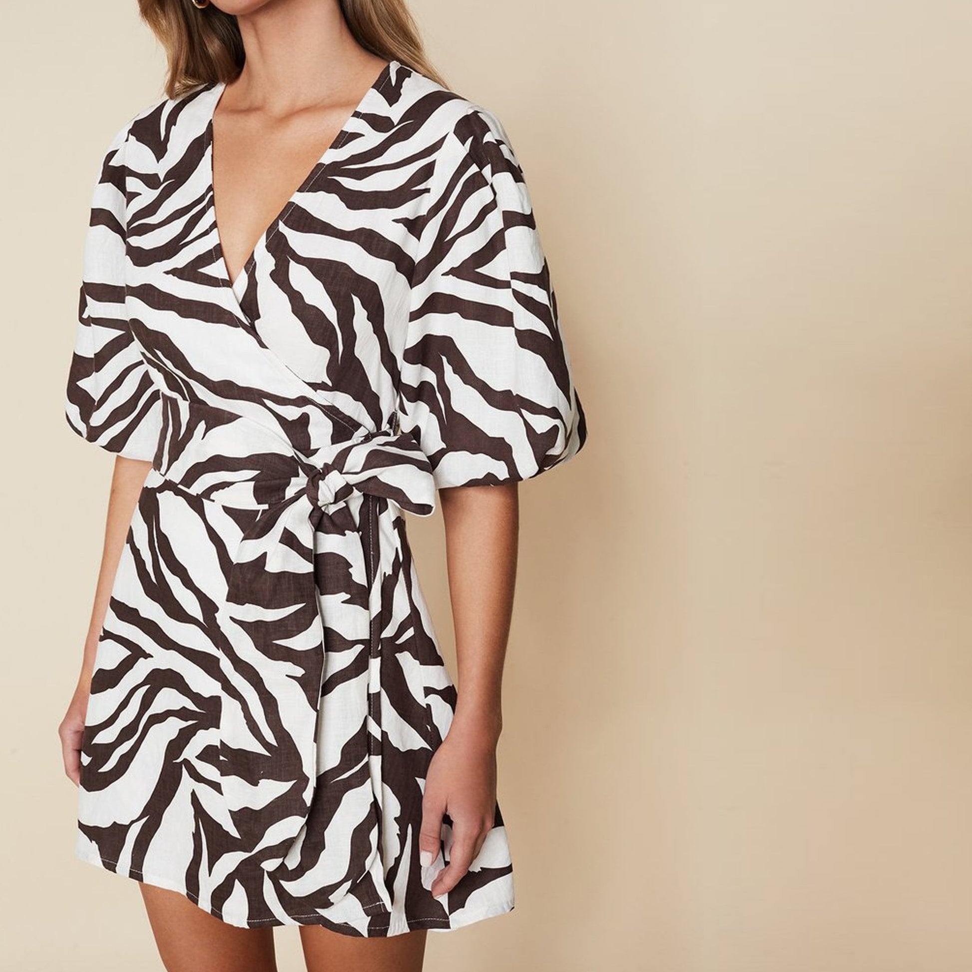 Faithfull Godiva Animal Print Wrap Dress - White