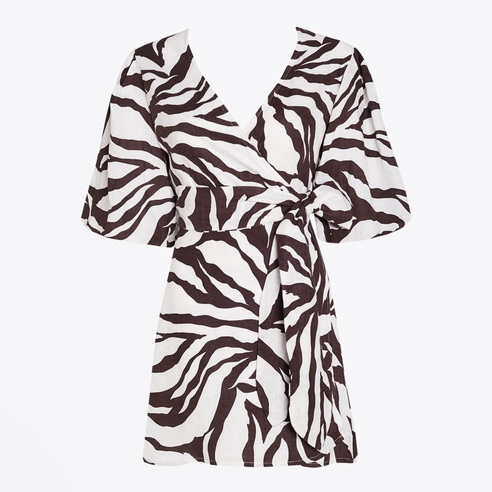 Faithfull Godiva Animal Print Wrap Dress - White