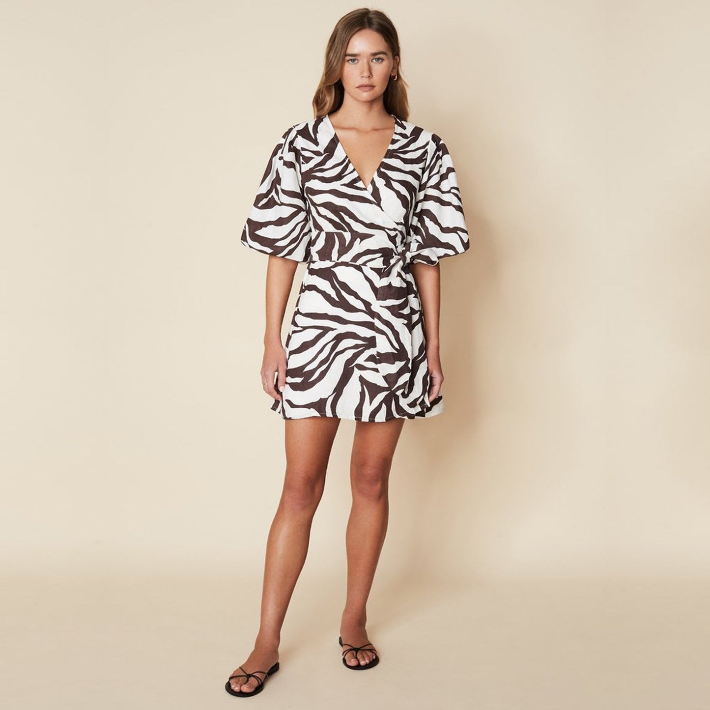 Godiva Animal Print Wrap Dress - White