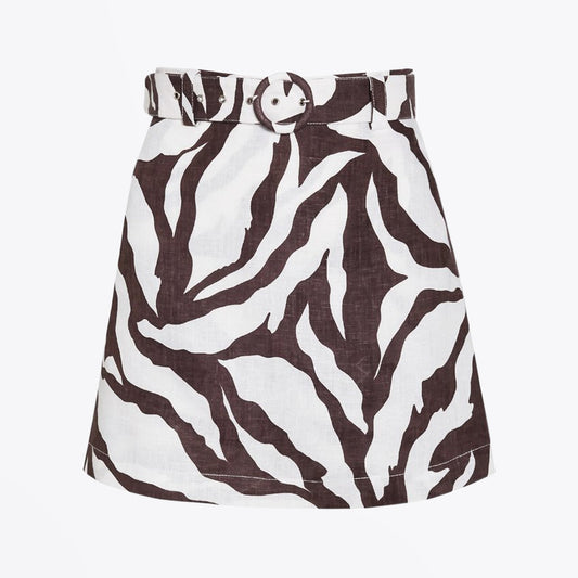 - Celia Animal Print Skort - White