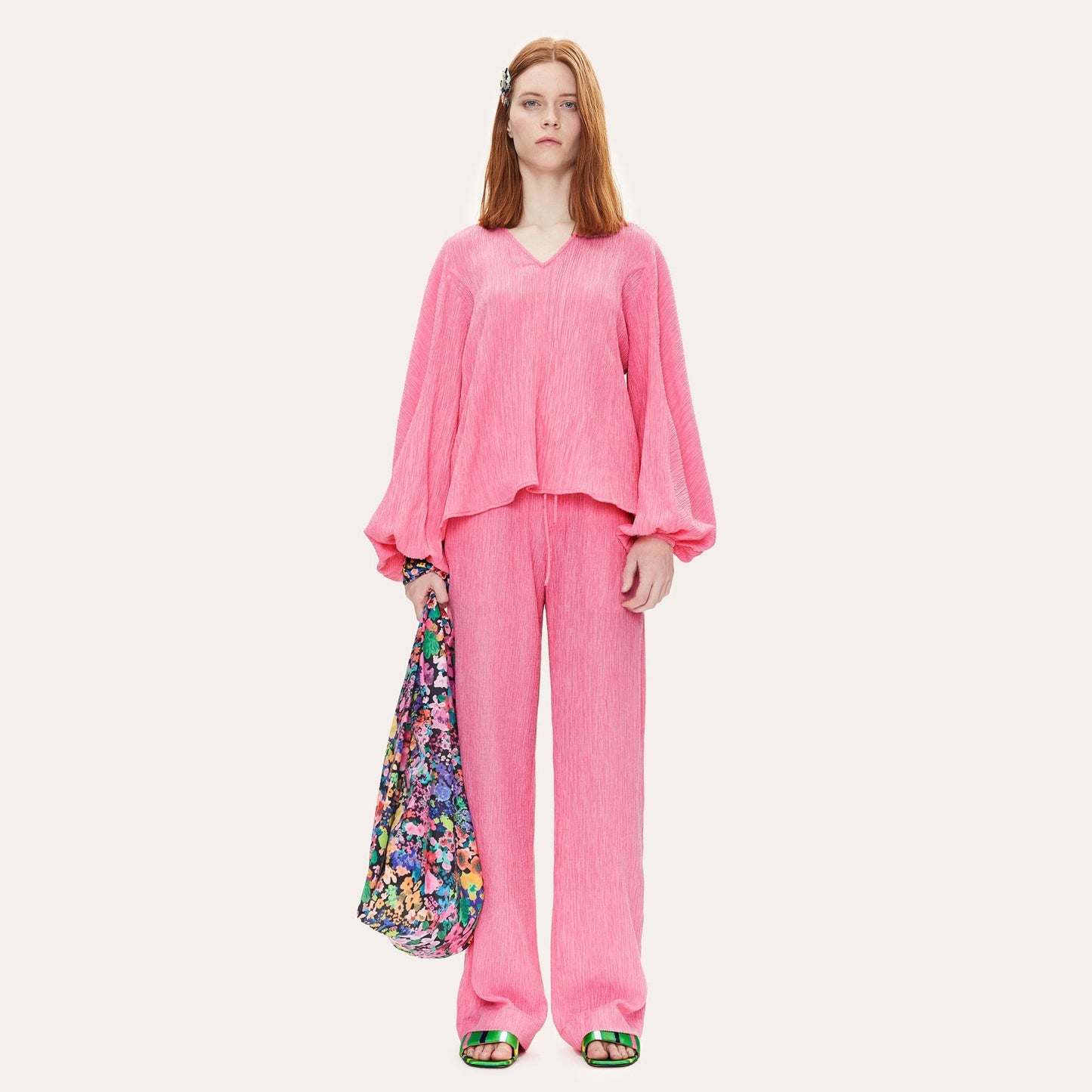 Ida - Crinkled Blouse - Pink