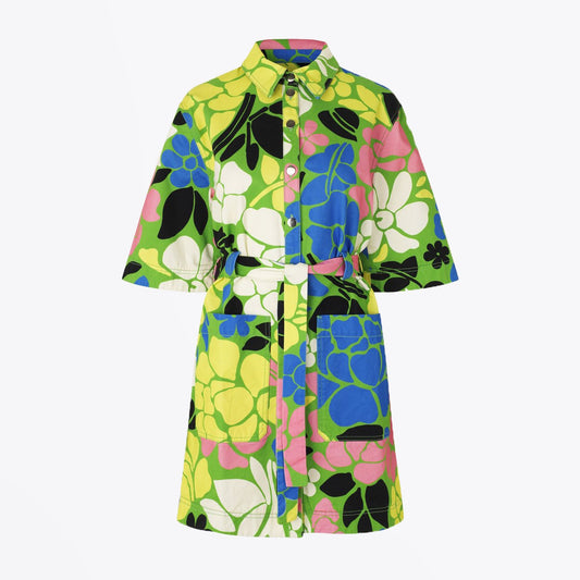 - Carli - Banana Leaf Print Dress - Green/Multi