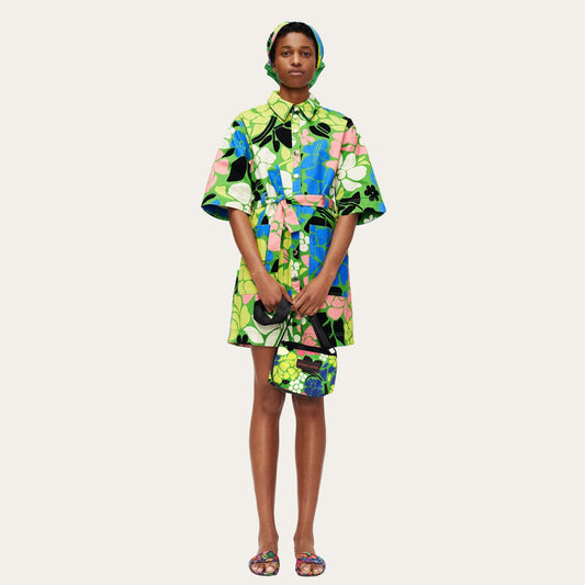 - Carli - Banana Leaf Print Dress - Green/Multi