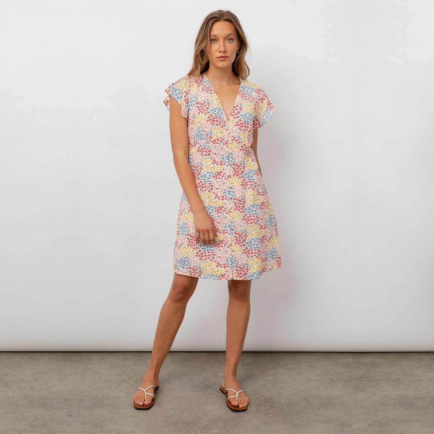 Helena - Floral Print Mini Dress - Multi