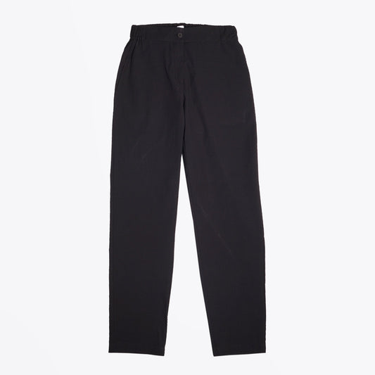 - Cotton Slim-Leg Trousers - Black