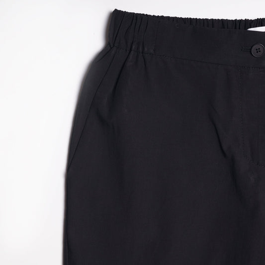 - Cotton Slim-Leg Trousers - Black