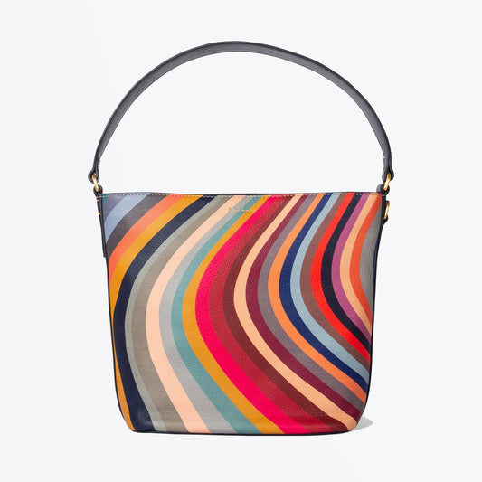 - 'Swirl' Print Small Leather Bucket Bag - Multi
