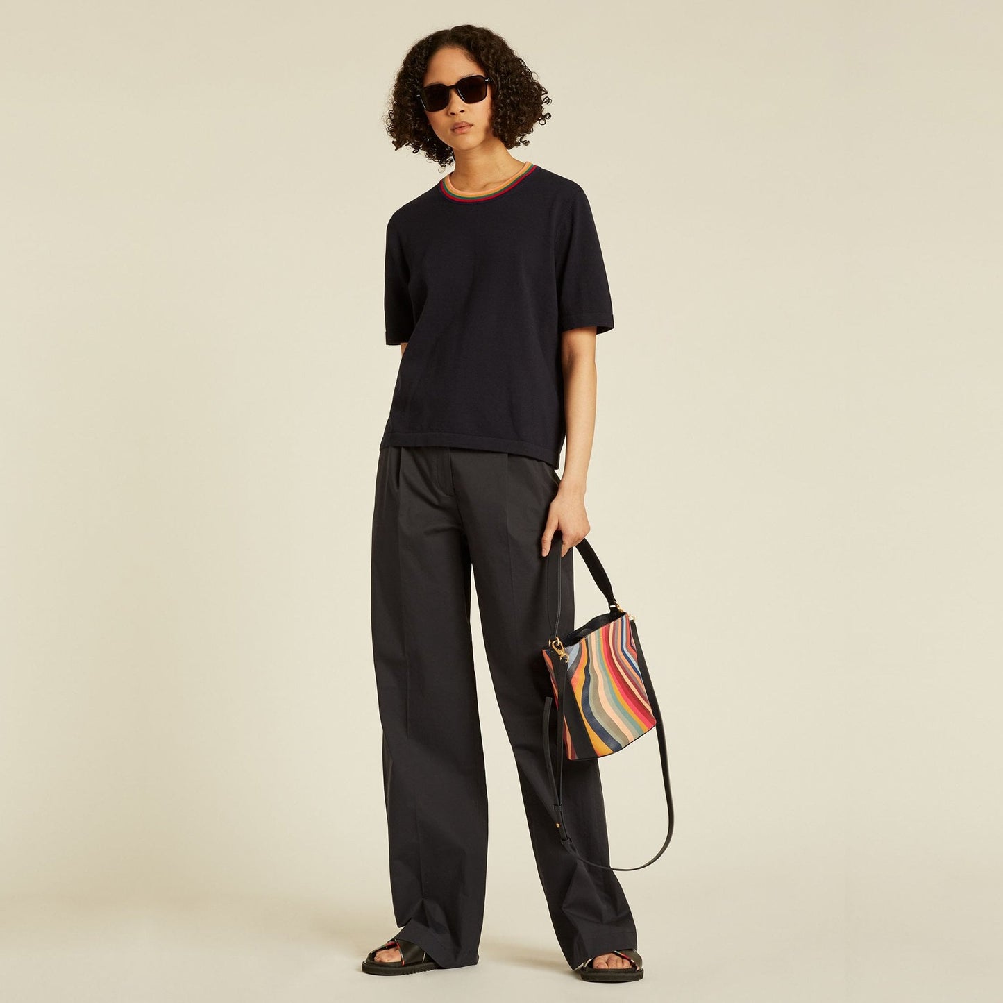 - 'Swirl' Print Small Leather Bucket Bag - Multi