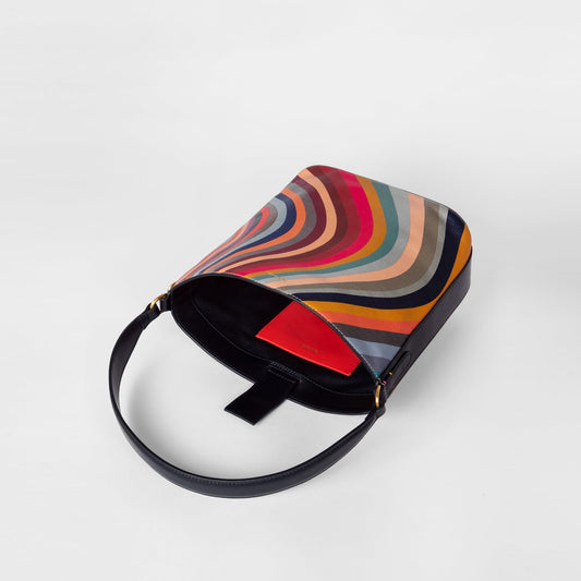 - 'Swirl' Print Small Leather Bucket Bag - Multi