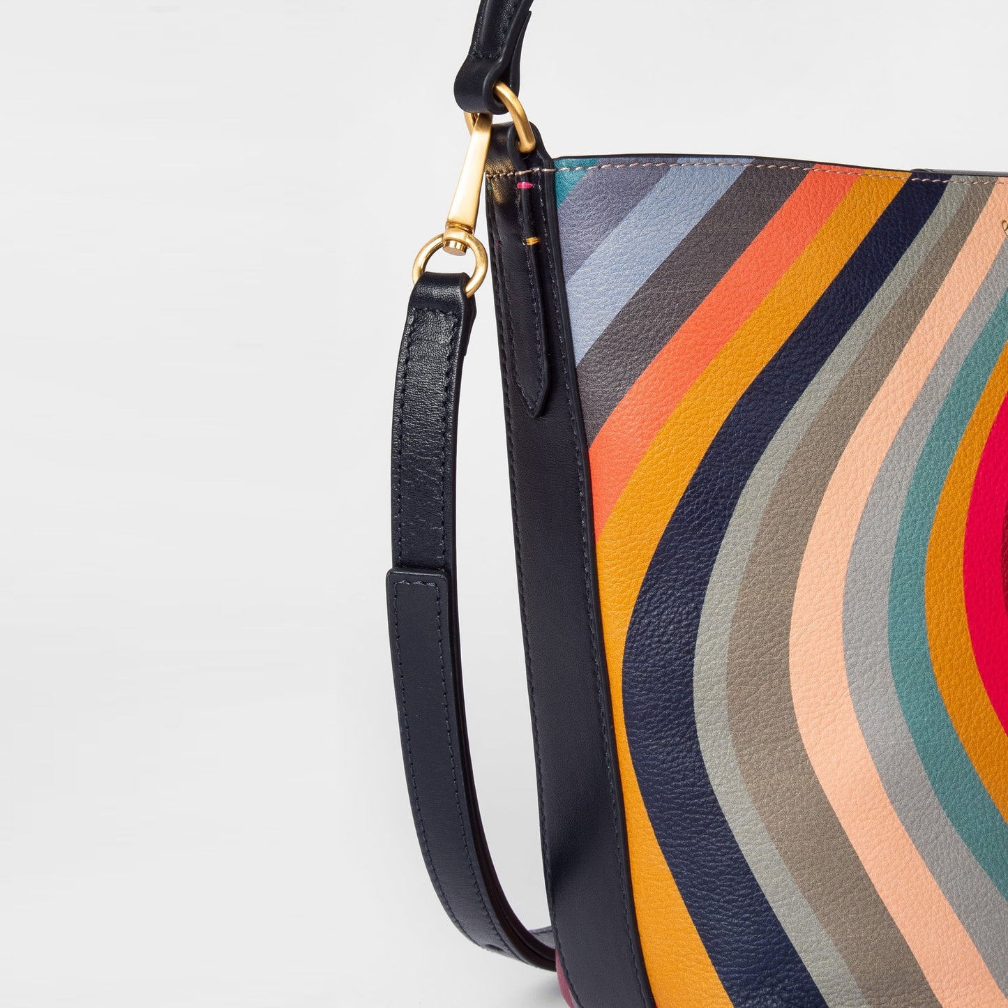 - 'Swirl' Print Small Leather Bucket Bag - Multi