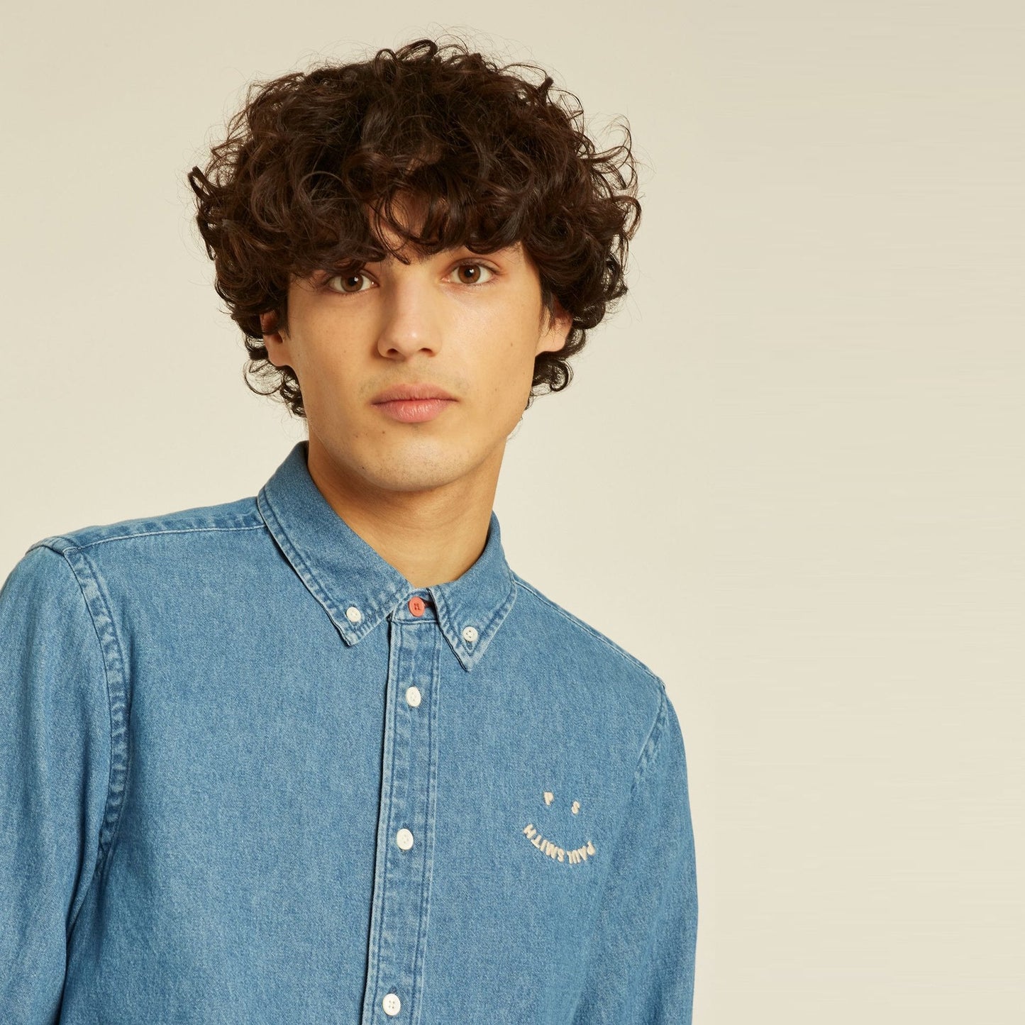 - Denim 'Happy' Tailored-Fit Shirt - Blue