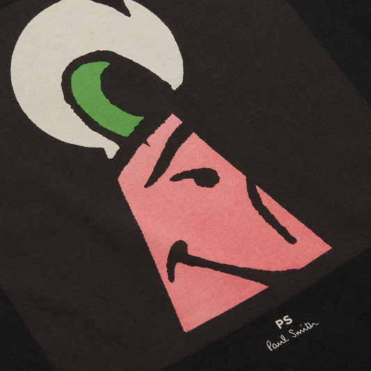 - 'Keyhole' Print Organic Cotton T-Shirt - Black