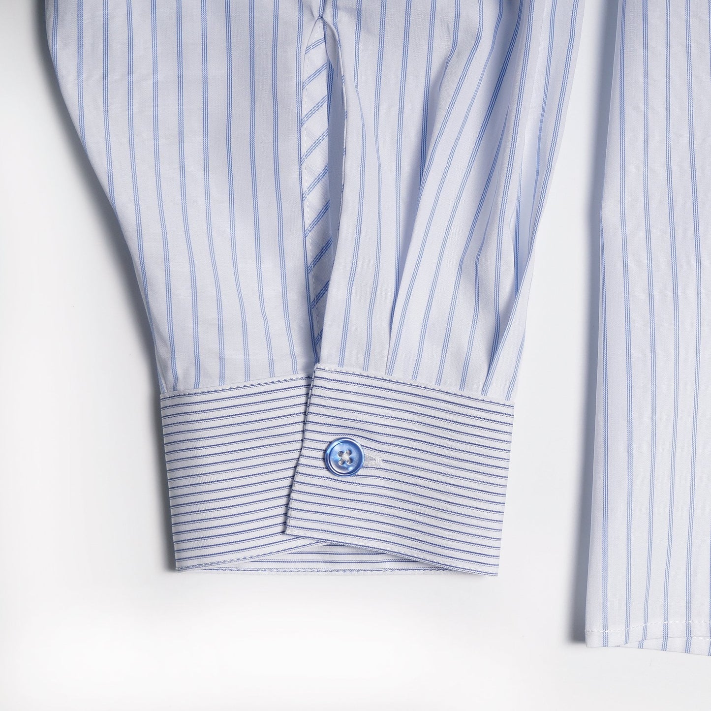 - Striped Puff Sleeve Shirt - Blue/White