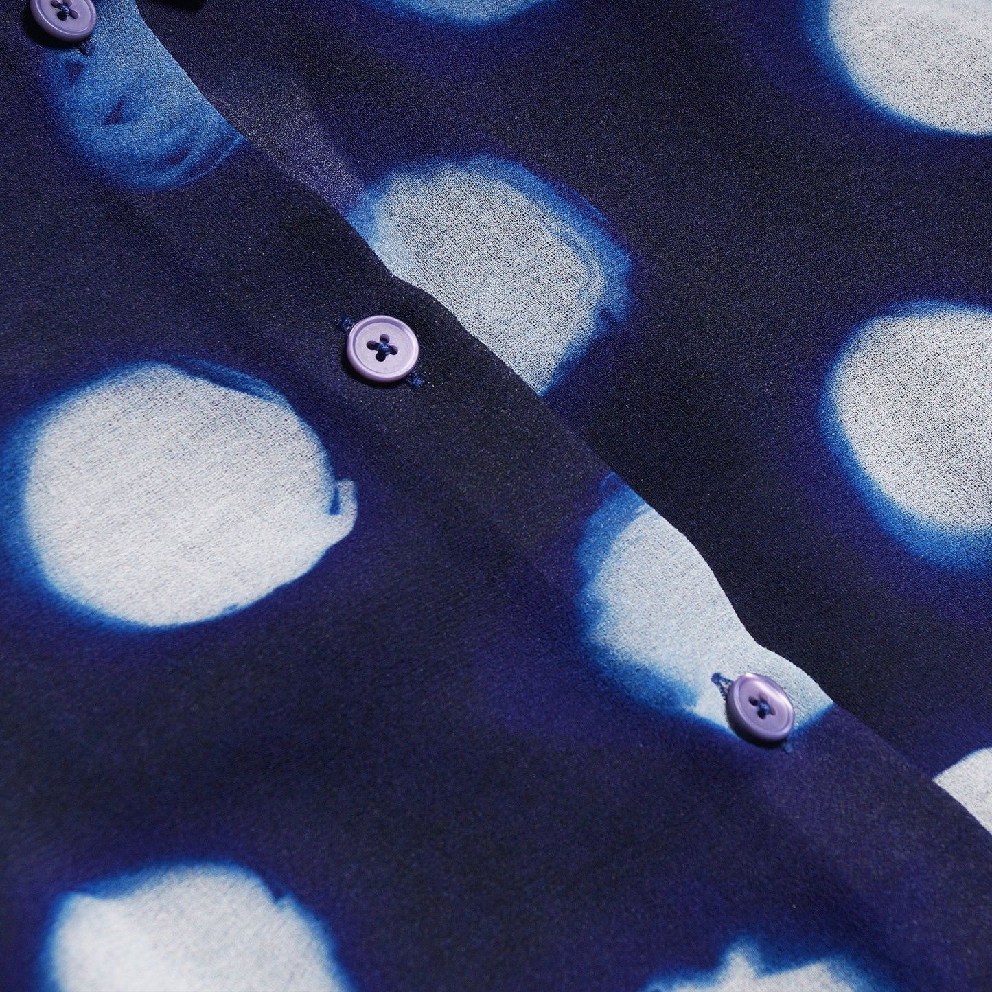 - Spotted Print Midi Dress - Blue/Navy