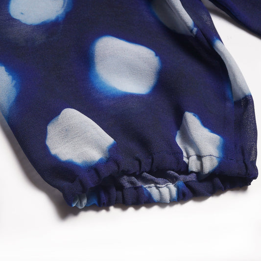 - Spotted Print Midi Dress - Blue/Navy