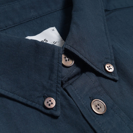 - Cotton Button-Down Shirt - Navy/Blue
