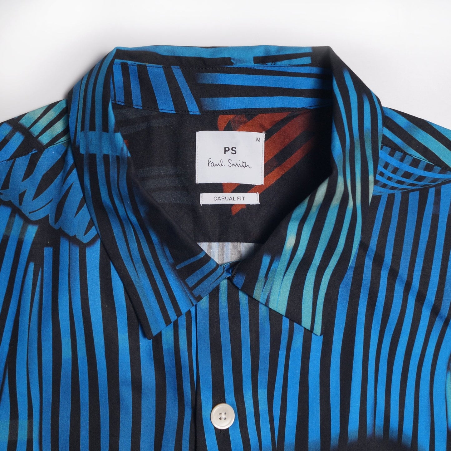 - 'Twisted Stripe' Print Organic-Cotton Shirt - Blue