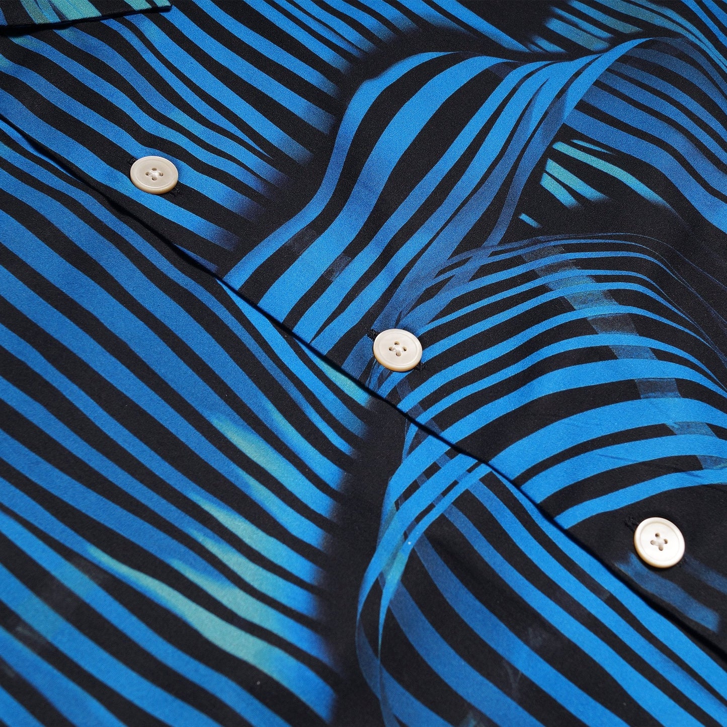 - 'Twisted Stripe' Print Organic-Cotton Shirt - Blue