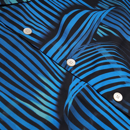 - 'Twisted Stripe' Print Organic-Cotton Shirt - Blue