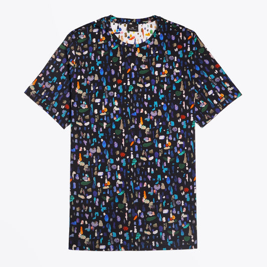 - Paint Splat Print T-Shirt - Black/Multi