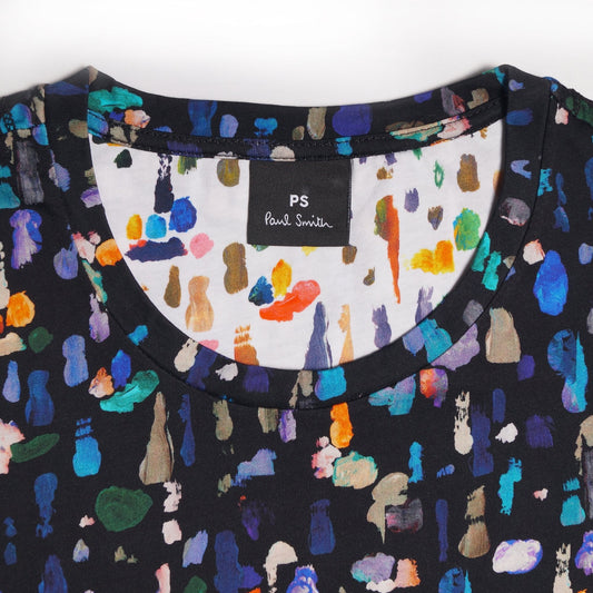 - Paint Splat Print T-Shirt - Black/Multi