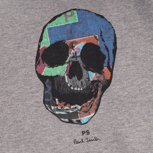 - Abstract Skull Motif Sweater - Grey