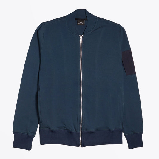 - Bomber Jacket With Zip Sleeve Pocket - Navy