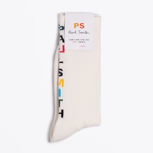 - Ribbed 'Paul Smith' Logo Socks - Off-White