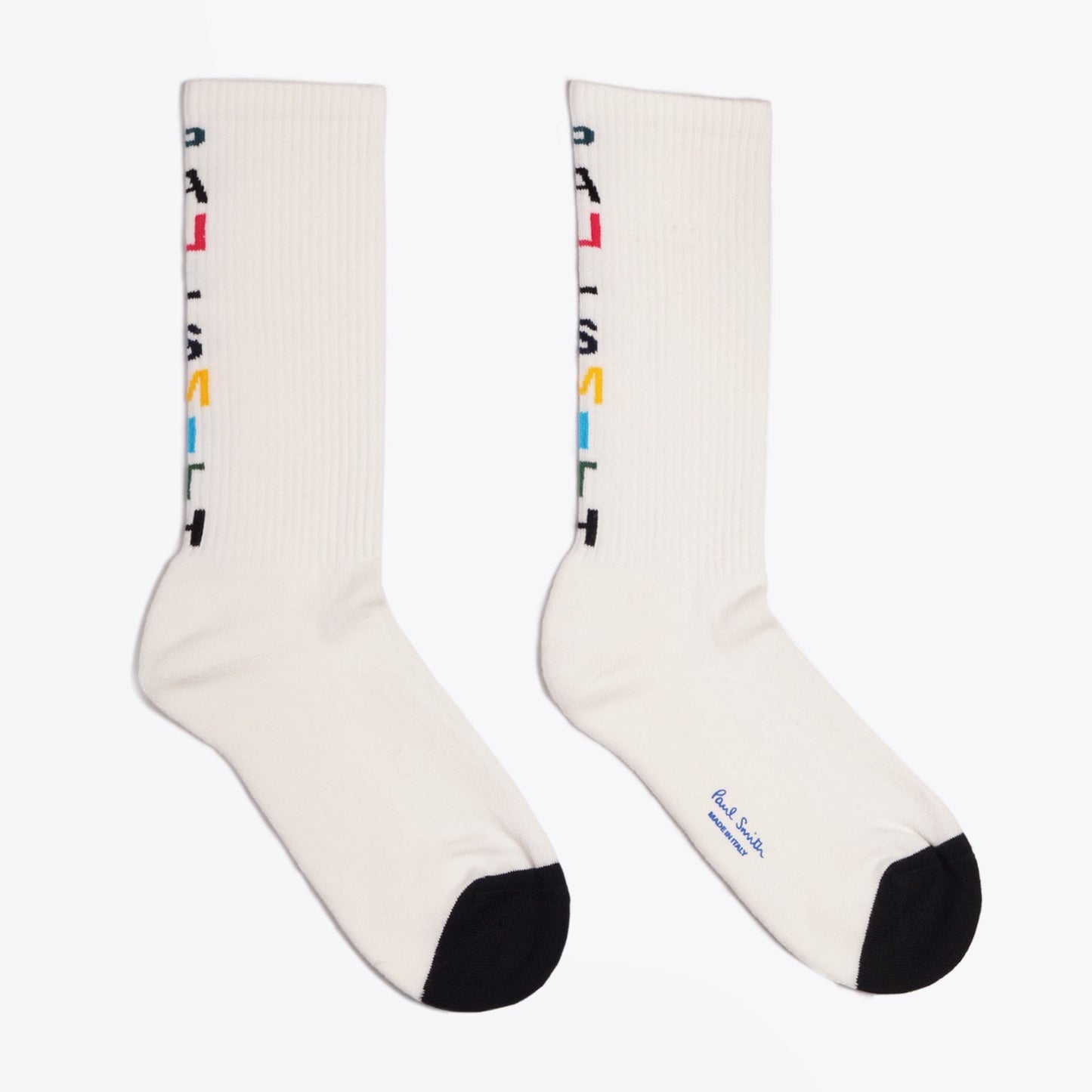 - Ribbed 'Paul Smith' Logo Socks - Off-White
