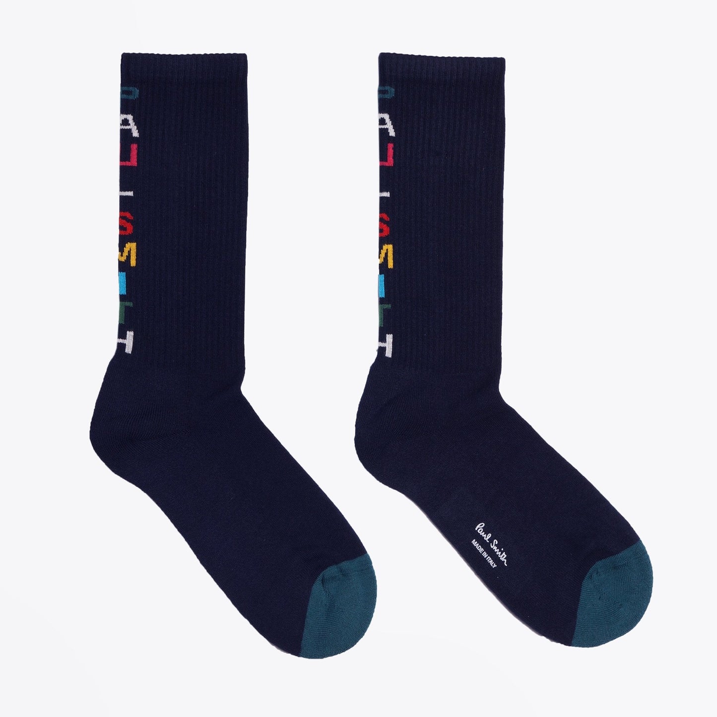 - Ribbed 'Paul Smith' Logo Socks - Navy