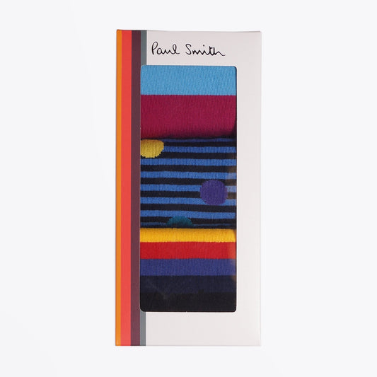 - Three Pack Stripes and Spots Socks - Multi