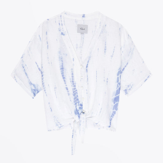 - Thea - Cloud Tie-Dye Shirt - White/Blue
