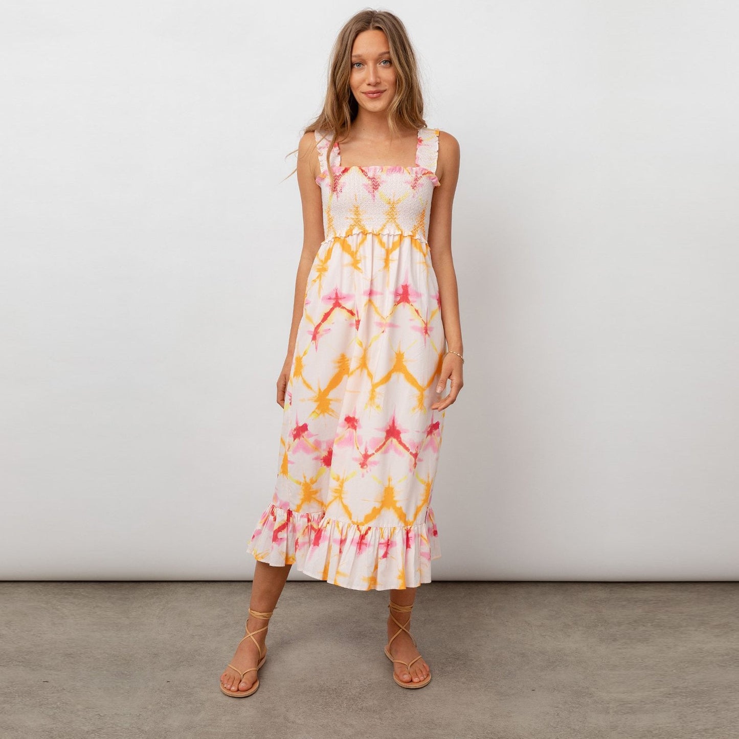 - Rumi - Diamond Tie-Dye Dress - White