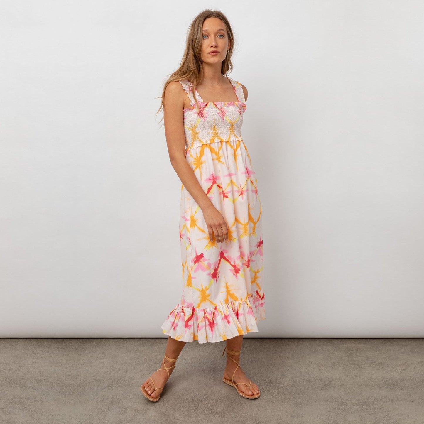 - Rumi - Diamond Tie-Dye Dress - White