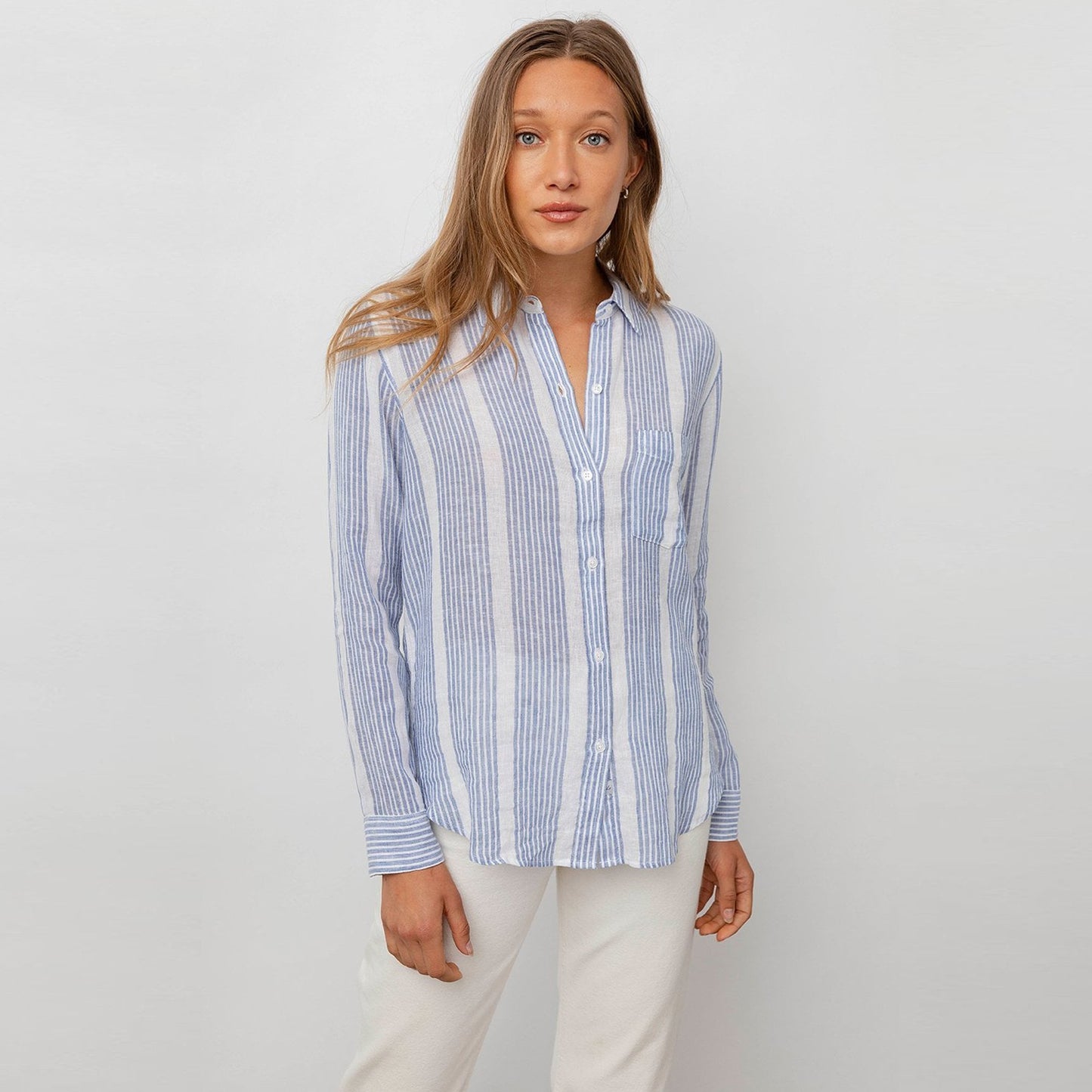 - Charli - Stripe Shirt - Blue/White