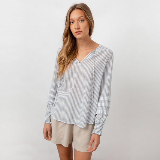 - Caterina - Stripe Blouse - Blue/White