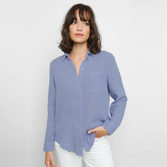 - Ellis - Cotton Shirt - Blue