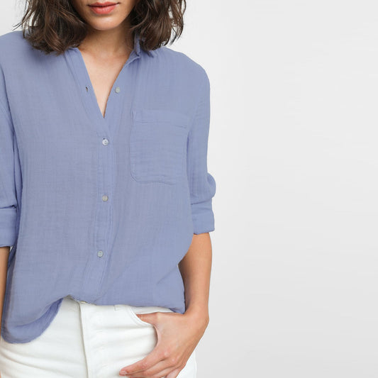 - Ellis - Cotton Shirt - Blue