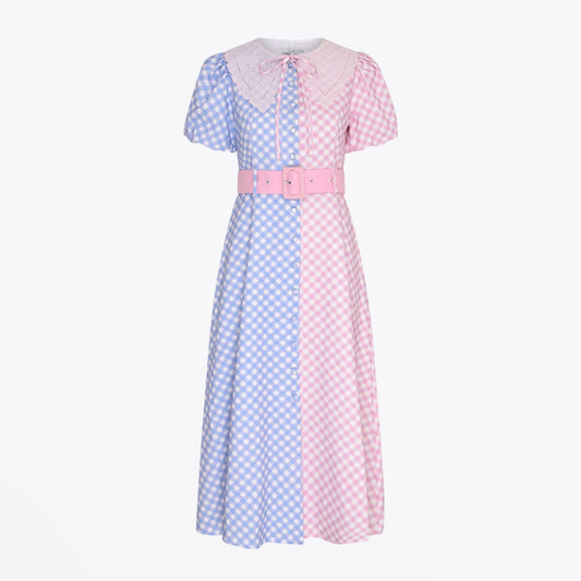 - Coco - Gingham Mix Dress - Pink/Blue