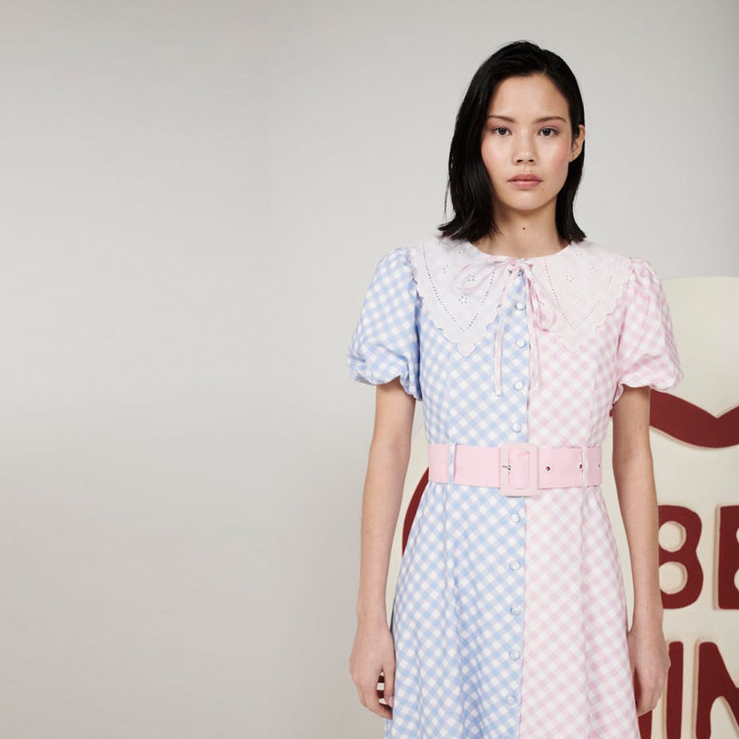 - Coco - Gingham Mix Dress - Pink/Blue